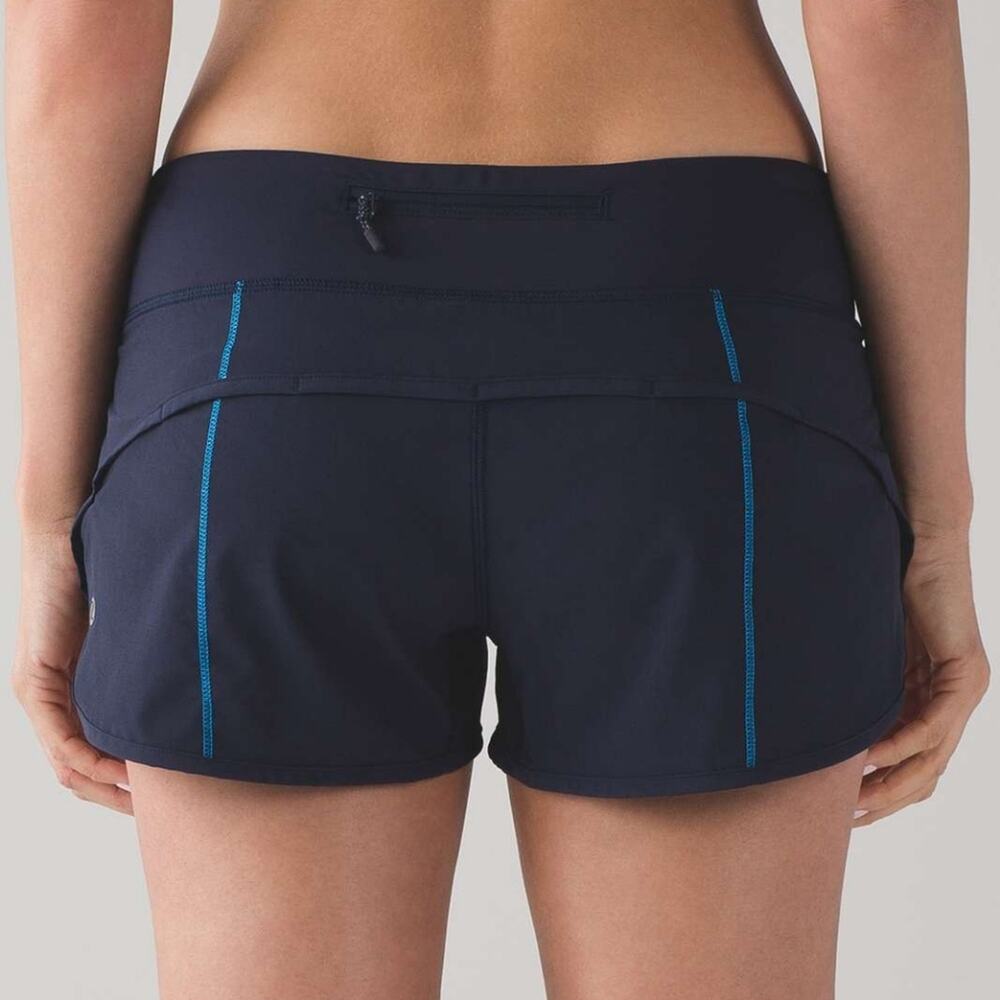 lululemon athletica Navy Running Shorts with Teal Stitching